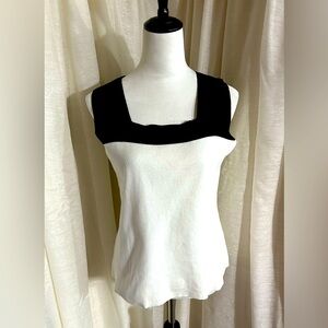 Nouveaux Black and White knit top with squared off neckline